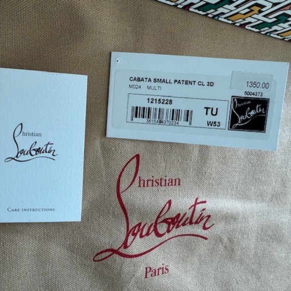 Christian Louboutin Cabata Small Leather Multicolor Red Tote Bag Pouch Italy NEW - Picture 10 of 10